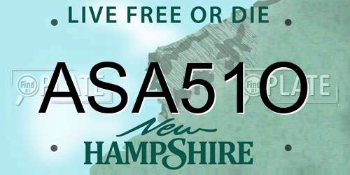 ASA51O New Hampshire License Plate