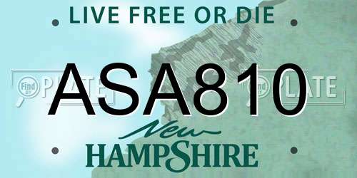 ASA810 New Hampshire License Plate
