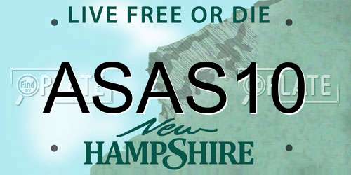 ASAS10 New Hampshire License Plate