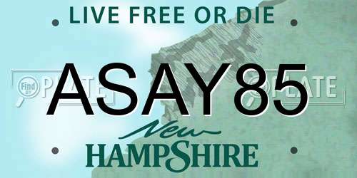 ASAY85 New Hampshire License Plate
