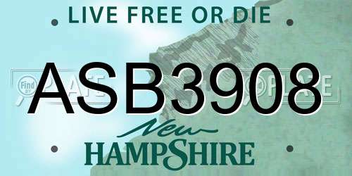 ASB3908 New Hampshire License Plate