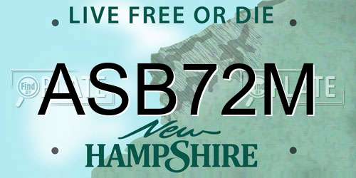 ASB72M New Hampshire License Plate
