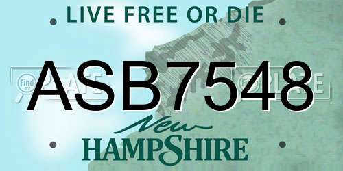 ASB7548 New Hampshire License Plate
