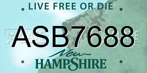 ASB7688 New Hampshire License Plate