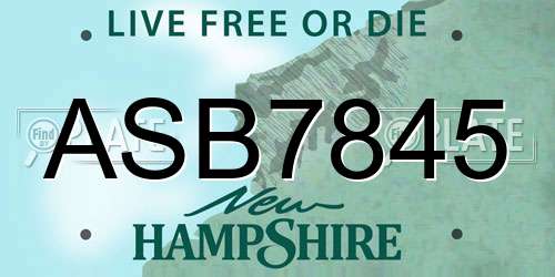 ASB7845 New Hampshire License Plate