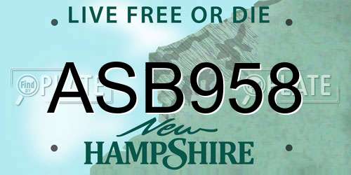 ASB958 New Hampshire License Plate