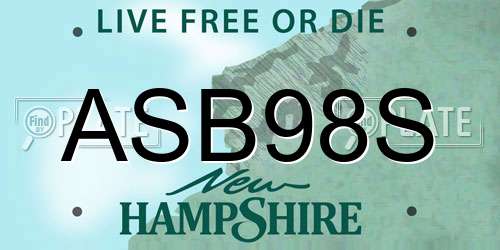 ASB98S New Hampshire License Plate