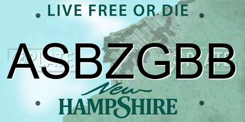 ASBZGBB New Hampshire License Plate