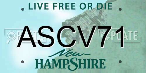 ASCV71 New Hampshire License Plate