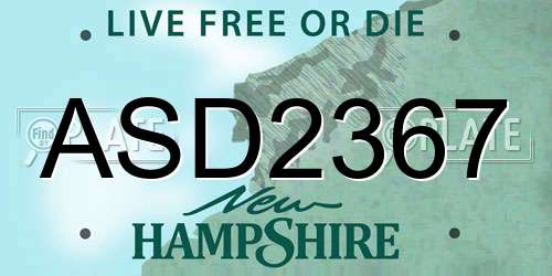 ASD2367 New Hampshire License Plate