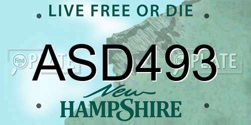 ASD493 New Hampshire License Plate