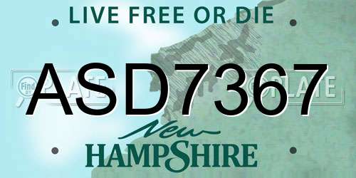 ASD7367 New Hampshire License Plate