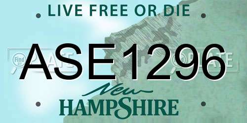 ASE1296 New Hampshire License Plate