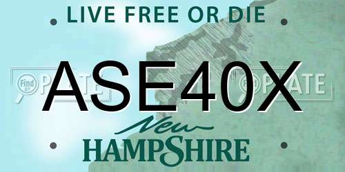 ASE40X New Hampshire License Plate