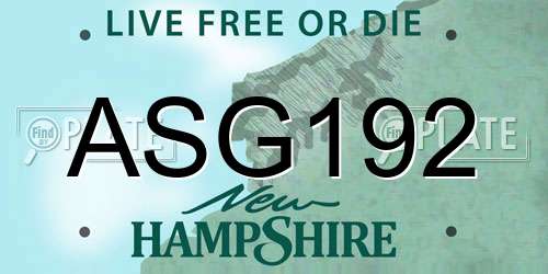 ASG192 New Hampshire License Plate