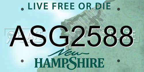 ASG2588 New Hampshire License Plate