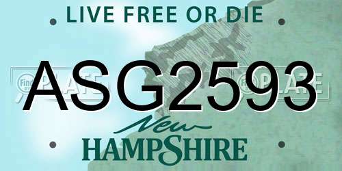 ASG2593 New Hampshire License Plate