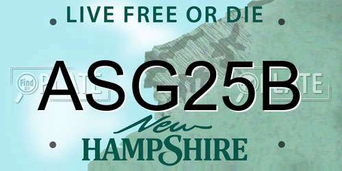ASG25B New Hampshire License Plate