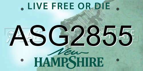 ASG2855 New Hampshire License Plate