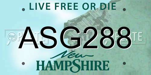ASG288 New Hampshire License Plate