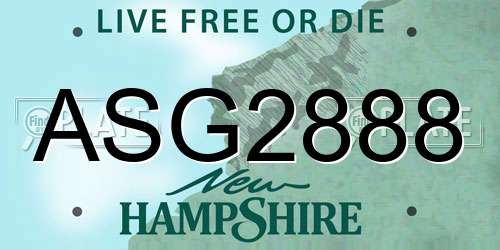 ASG2888 New Hampshire License Plate