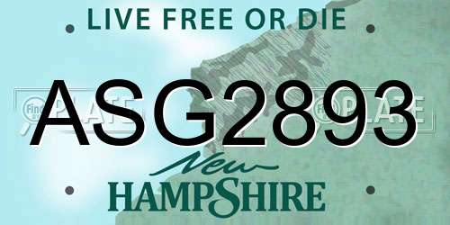 ASG2893 New Hampshire License Plate