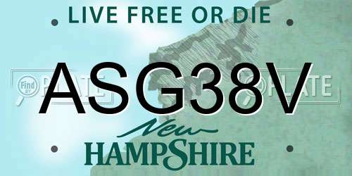 ASG38V New Hampshire License Plate