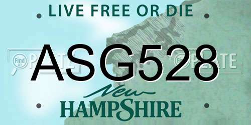 ASG528 New Hampshire License Plate