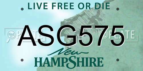 ASG575 New Hampshire License Plate