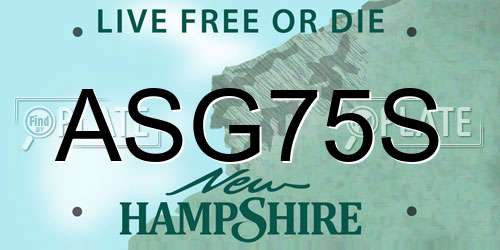 ASG75S New Hampshire License Plate