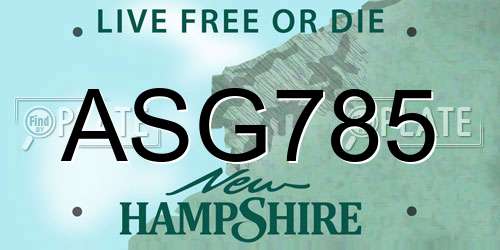 ASG785 New Hampshire License Plate