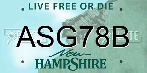 ASG78B New Hampshire License Plate