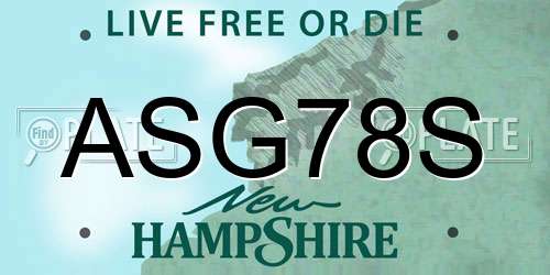 ASG78S New Hampshire License Plate