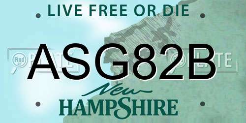 ASG82B New Hampshire License Plate