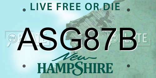 ASG87B New Hampshire License Plate