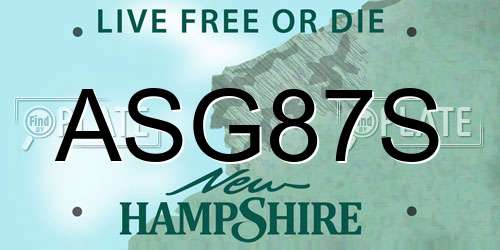 ASG87S New Hampshire License Plate