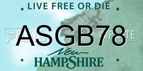 ASGB78 New Hampshire License Plate