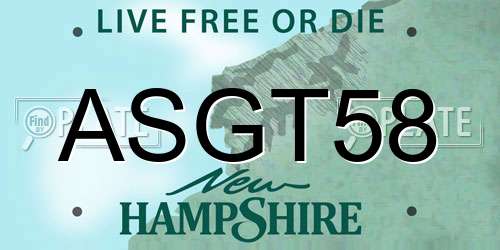 ASGT58 New Hampshire License Plate