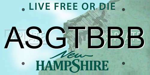 ASGTBBB New Hampshire License Plate