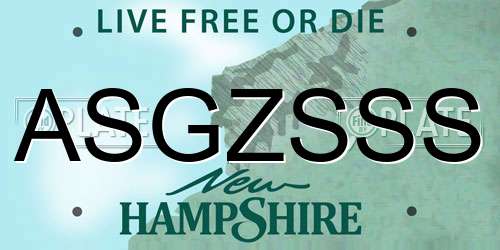 ASGZSSS New Hampshire License Plate