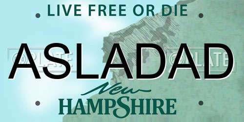 ASLADAD New Hampshire License Plate