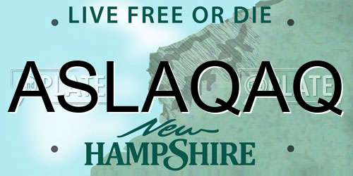 ASLAQAQ New Hampshire License Plate