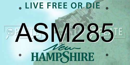 ASM285 New Hampshire License Plate
