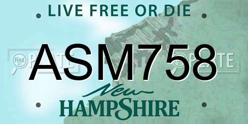 ASM758 New Hampshire License Plate