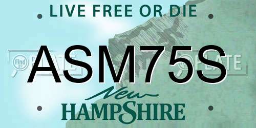 ASM75S New Hampshire License Plate
