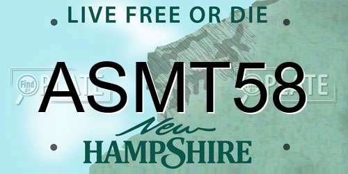 ASMT58 New Hampshire License Plate