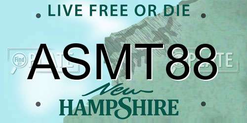 ASMT88 New Hampshire License Plate