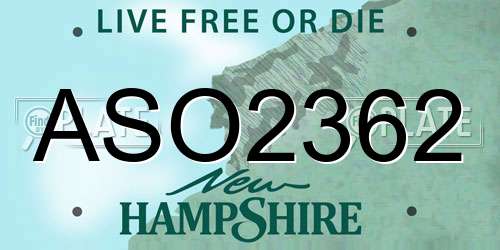 ASO2362 New Hampshire License Plate