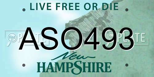ASO493 New Hampshire License Plate