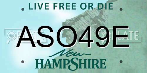 ASO49E New Hampshire License Plate